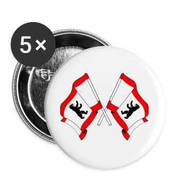 Zwei Flaggen Berlin - Buttons groß 56 mm (5er Pack) - Weiß - Vorne