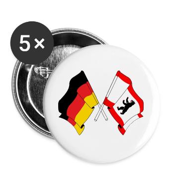 Flag Germany, Berlin - Buttons large 2.2''/56 mm (5-pack) - white - Front