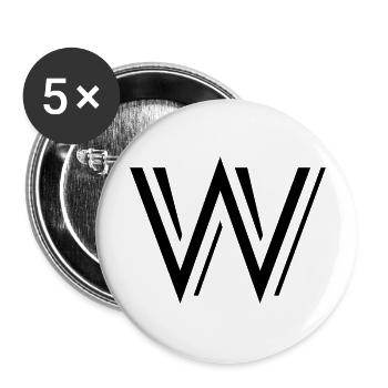 Letter W - Buttons large 2.2''/56 mm (5-pack) - white - Front