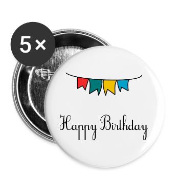 ALLES GUTE ZUM GEBURTSTAG. ALLES GUTE ZUM GEBURTSTAG. JAHRESTAG. - Buttons groß 56 mm (5er Pack) - Weiß - Vorne