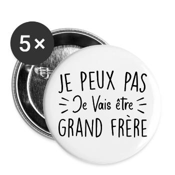 Ich kann nicht, ich werde ein großer Bruder sein - Buttons groß 56 mm (5er Pack) - Weiß - Vorne