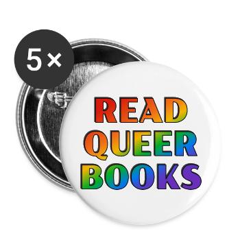 Lire des livres queer - Lot de 5 grands badges (56 mm) - blanc - Devant