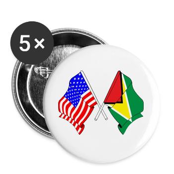 Flag USA and flag Guyana - Buttons large 2.2''/56 mm (5-pack) - white - Front