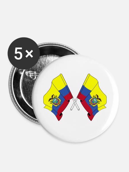 Flaggen querten Ecuador - Buttons groß 56 mm (5er Pack) - Weiß
