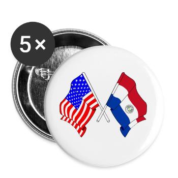 Flagge USA, Flagge Paraguay - Buttons groß 56 mm (5er Pack) - Weiß - Vorne