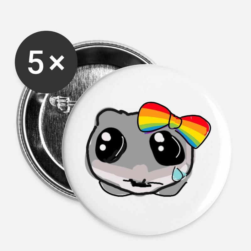 LGTB,illustration,rainbow,sad hamster - Buttons large 2.2''/56 mm (5-pack) - white