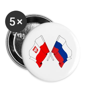 Drapeau Pologne, Russie - Lot de 5 grands badges (56 mm) - blanc - Devant