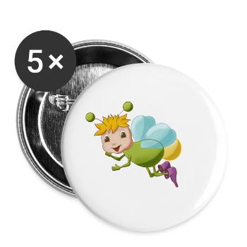 niedliches Comic Glühwürmchen - Buttons groß 56 mm (5er Pack) - Weiß - Vorne
