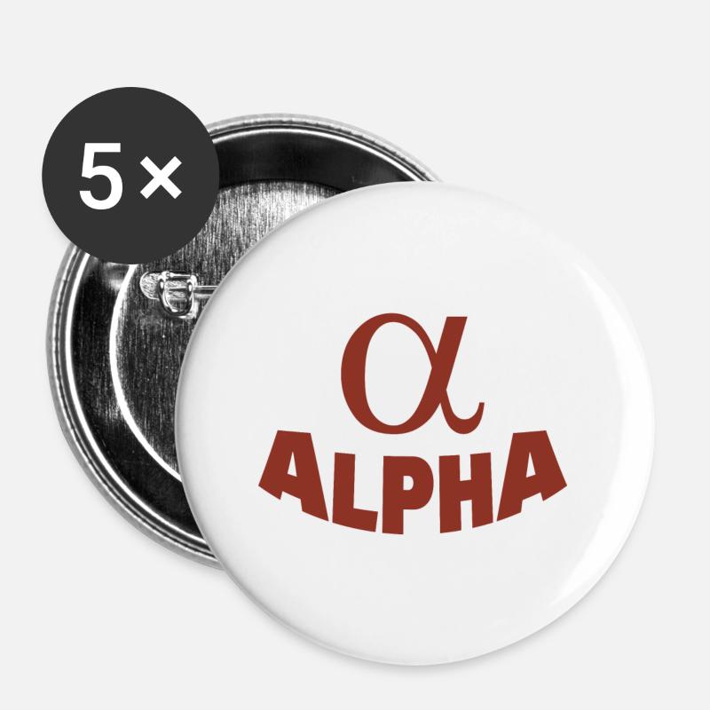 ALPHA - Buttons groß 56 mm (5er Pack) - Weiß