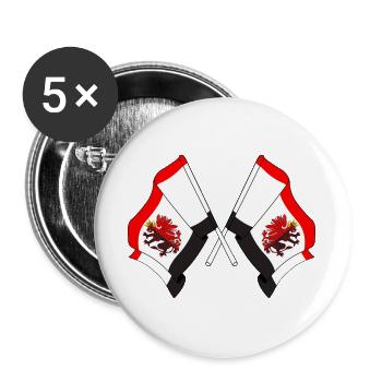 Two flags Kuyavia Pomerania - Buttons large 2.2''/56 mm (5-pack) - white - Front