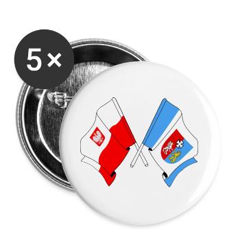Flag Poland, Subcarpathia crossed - Buttons large 2.2''/56 mm (5-pack) - white - Front