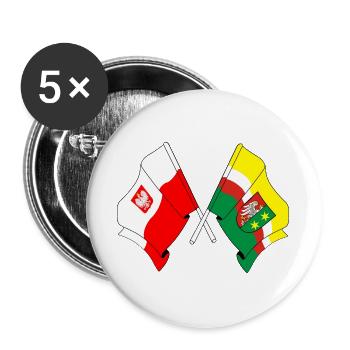 Drapeau de la Pologne, Lubusz croisé - Lot de 5 grands badges (56 mm) - blanc - Devant