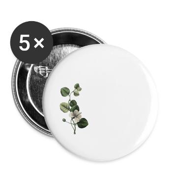 Numéro 18 floral vert -18e anniversaire floral - Lot de 5 grands badges (56 mm) - blanc - Devant