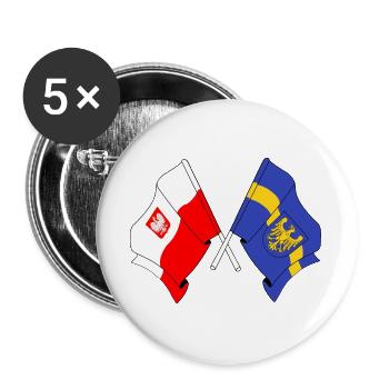 Flag Poland Silesia - Buttons large 2.2''/56 mm (5-pack) - white - Front