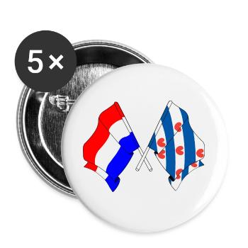 Drapeau des Pays-Bas, Frise croisé - Lot de 5 grands badges (56 mm) - blanc - Devant