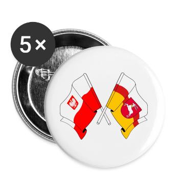 Drapeau de la Pologne, Lubin croisé - Lot de 5 grands badges (56 mm) - blanc - Devant
