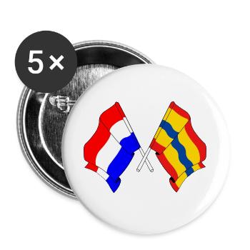 Drapeau des Pays-Bas, Overijssel croisé - Lot de 5 grands badges (56 mm) - blanc - Devant