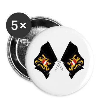 Zwei Flaggen Flämisch-Brabant Belgien - Buttons groß 56 mm (5er Pack) - Weiß - Vorne