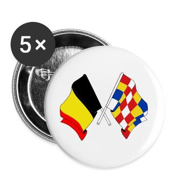 Drapeau de la Belgique, Anvers - Lot de 5 grands badges (56 mm) - blanc - Devant