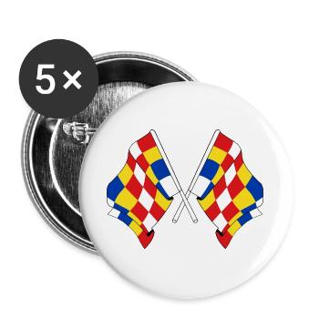 Deux drapeaux Anvers Belgique - Lot de 5 grands badges (56 mm) - blanc - Devant