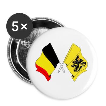 Flag of Belgium and flag of Flanders - Buttons large 2.2''/56 mm (5-pack) - white - Front