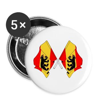 Deux drapeaux Berne Suisse - Lot de 5 grands badges (56 mm) - blanc - Devant