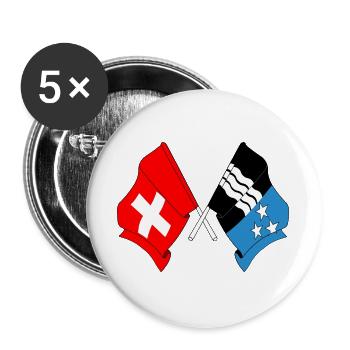 Flagge Schweiz und Flagge Aargau - Buttons groß 56 mm (5er Pack) - Weiß - Vorne