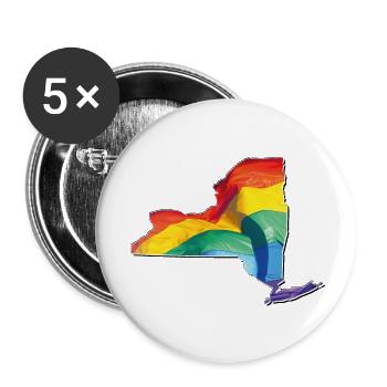 New York (United States) | Real Flag | LGBTQIA+ - Buttons large 2.2''/56 mm (5-pack) - white - Front