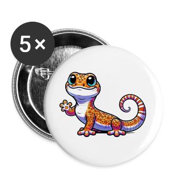 Gecko - Buttons groß 56 mm (5er Pack) - Weiß - Vorne