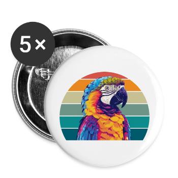 Perroquet Rétro - Lot de 5 grands badges (56 mm) - blanc - Devant
