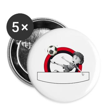 Fussballer kickt aus dem Kreis - Buttons groß 56 mm (5er Pack) - Weiß - Vorne