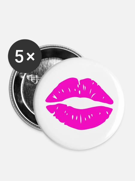 lippen kuss - Buttons groß 56 mm (5er Pack) - Weiß