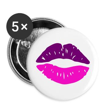 Lèvres Embrasser - Lot de 5 grands badges (56 mm) - blanc - Devant