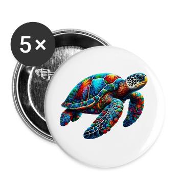 Turtle - Buttons large 2.2''/56 mm (5-pack) - white - Front