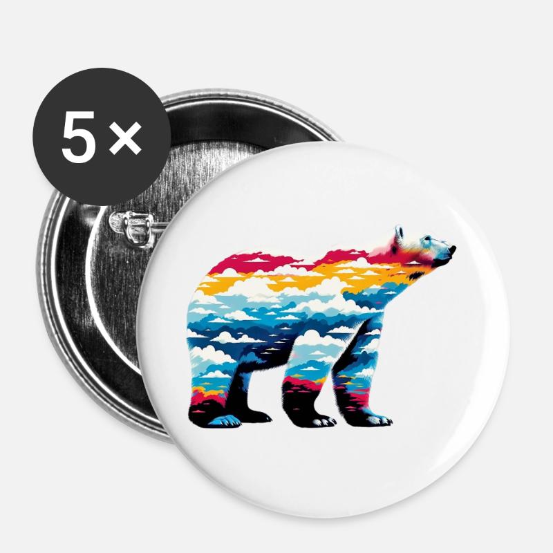 Eisbär - Buttons groß 56 mm (5er Pack) - Weiß