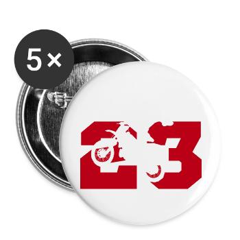 Moto 23 Biker - Buttons groß 56 mm (5er Pack) - Weiß - Vorne