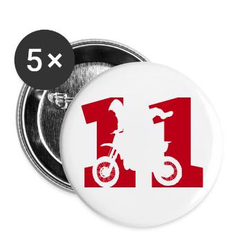 Moto 11 Biker - Buttons groß 56 mm (5er Pack) - Weiß - Vorne