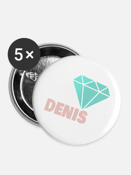Geschenk für Denis - Buttons groß 56 mm (5er Pack) - Weiß