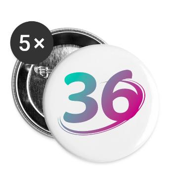Numéro 36 multicolore - Lot de 5 grands badges (56 mm) - blanc - Devant