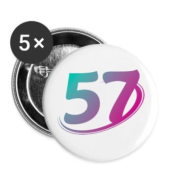 Numéro 57 multicolore - Lot de 5 grands badges (56 mm) - blanc - Devant