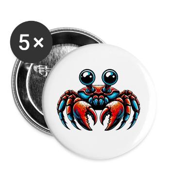 Crabe - Lot de 5 grands badges (56 mm) - blanc - Devant