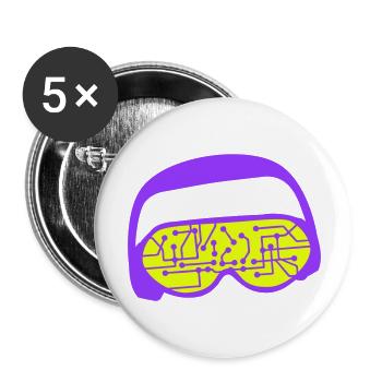 DJ Daten Mikrochip Sonnenbrille Brille Party Musik - Buttons groß 56 mm (5er Pack) - Weiß - Vorne