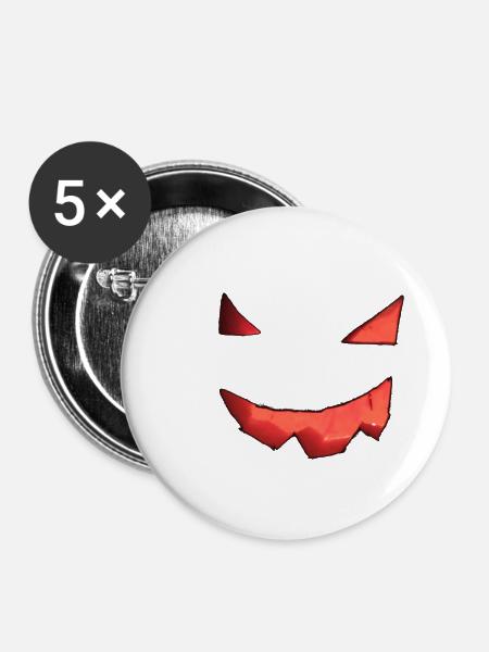Kürbisgesicht - Buttons groß 56 mm (5er Pack) - Weiß