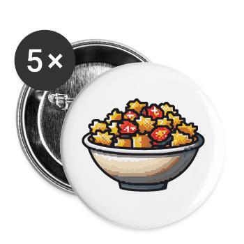 Nudeln Pasta Pixel Symbol - Buttons groß 56 mm (5er Pack) - Weiß - Vorne