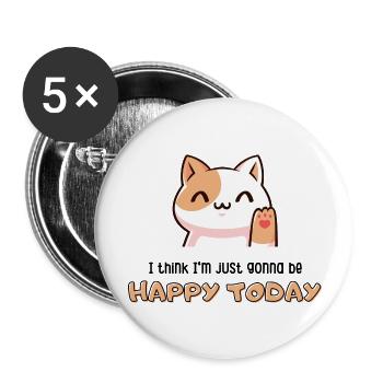 Happy Today - Buttons large 2.2''/56 mm (5-pack) - white - Front
