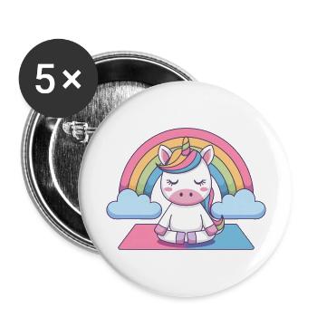licorne de yoga - Lot de 5 grands badges (56 mm) - blanc - Devant