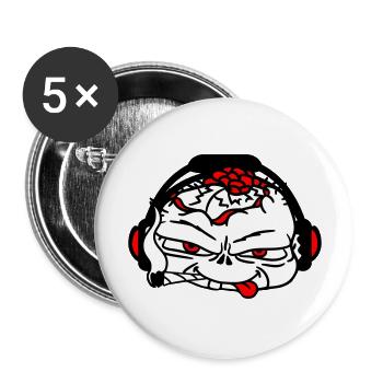 Cool DJ Zombie Undead Horror Halloween Party Head - Buttons large 2.2''/56 mm (5-pack) - white - Front