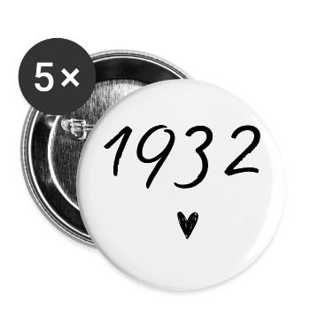 1932 Heart Birthday - Buttons large 2.2''/56 mm (5-pack) - white - Front