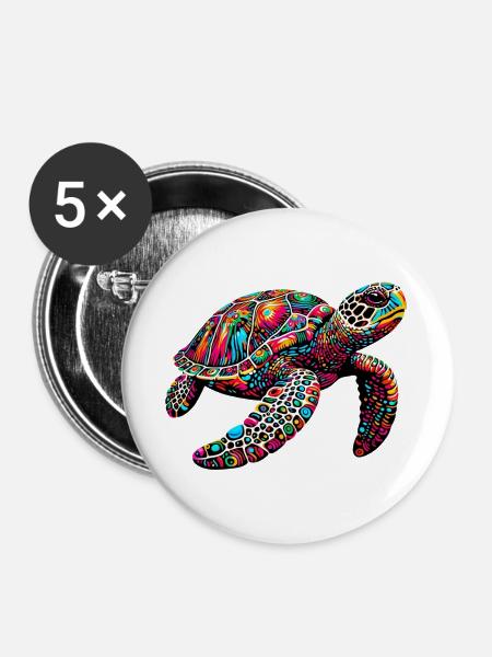 Schildkröte - Buttons groß 56 mm (5er Pack) - Weiß