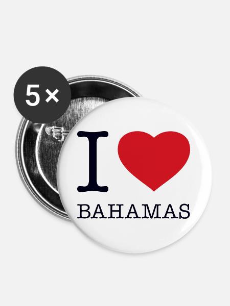 I LOVE BAHAMAS - Buttons groß 56 mm (5er Pack) - Weiß